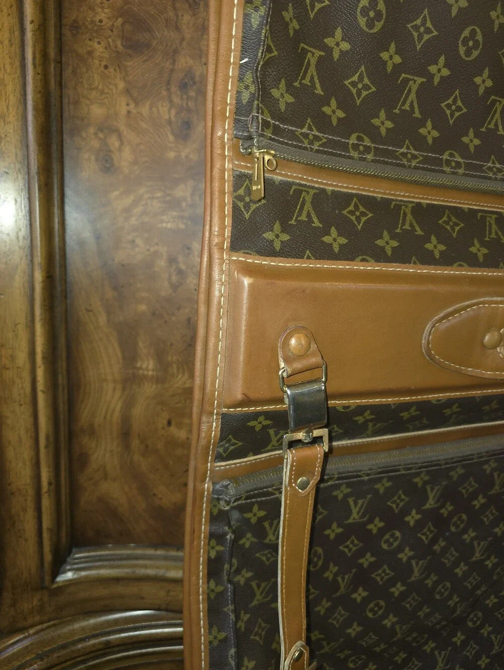Louis Vuitton Brown Monogram Garment Carrier with Tan Trim